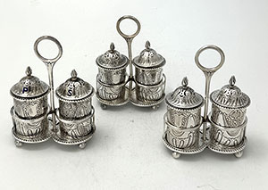 English silver salt and pepper cruet sets